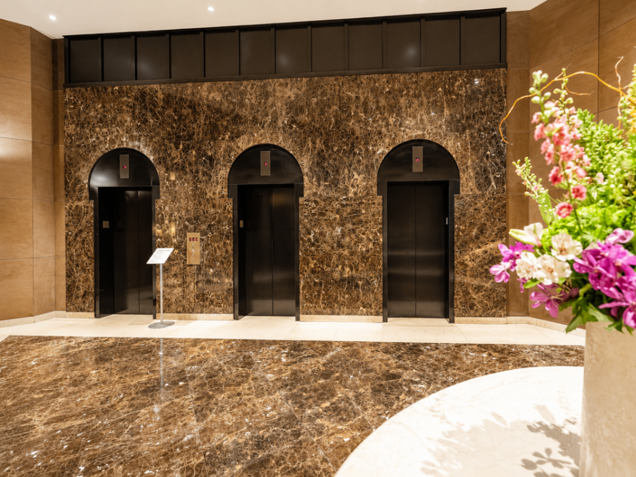 Elevator lobby at The Corinthian