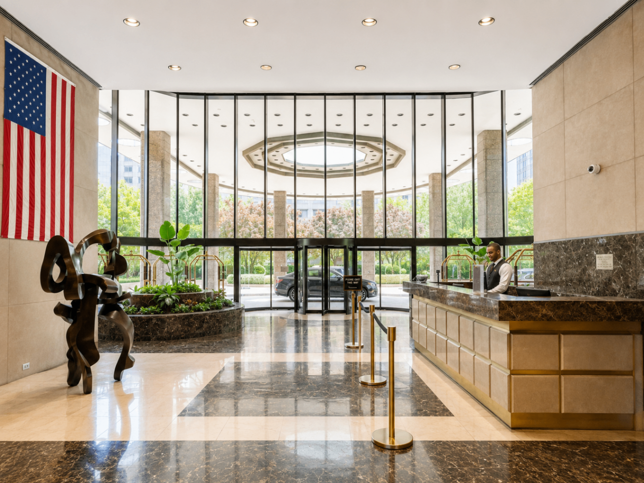 Doorman lobby and reception desk at The Corinthian